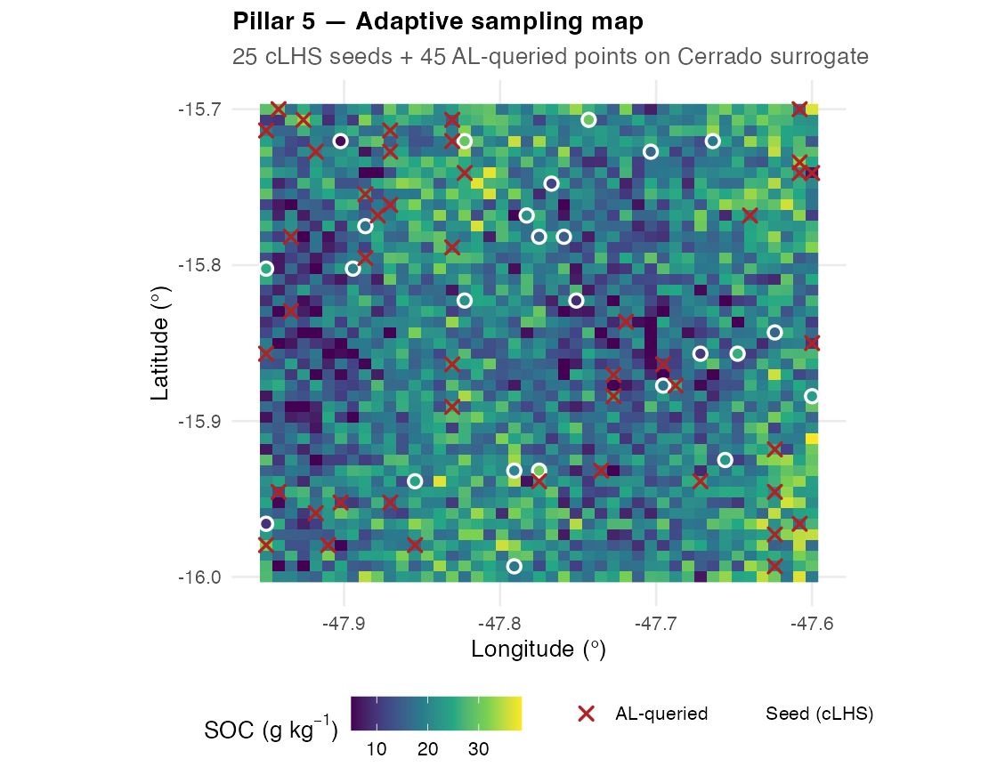 Spatial distribution of cLHS seed and AL-queried points